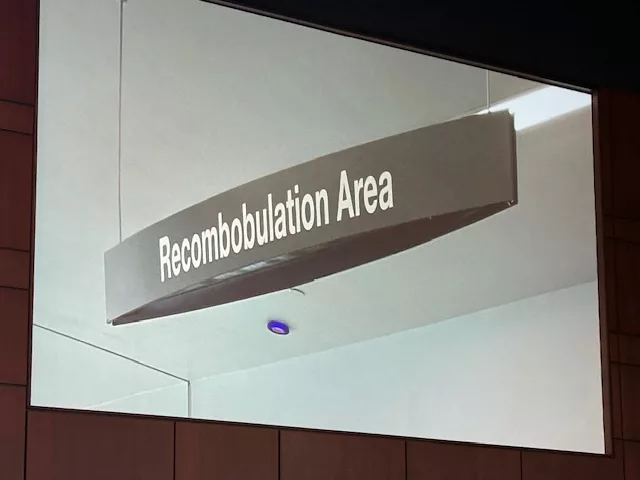 The sign for the Recombobulation Area at the Milwaukee Airport