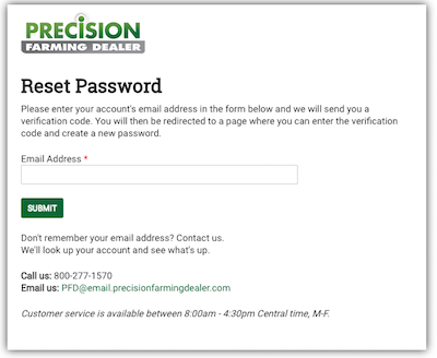 Reset Password Request Screen
